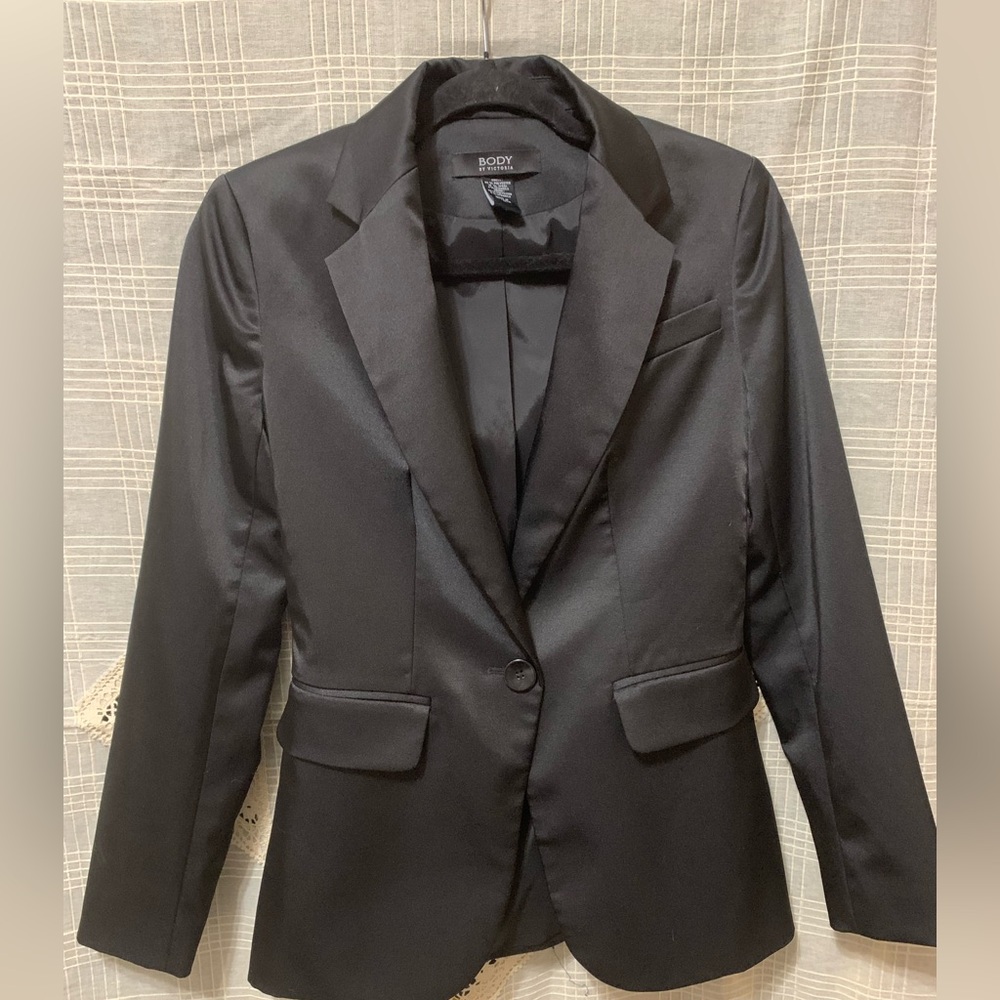 Victoria's Secret Classic Black Blazer satin size 0 structured Baddie